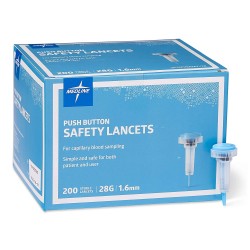 Push Button Safety Lancets 28G x 1.6mm - 200 / box