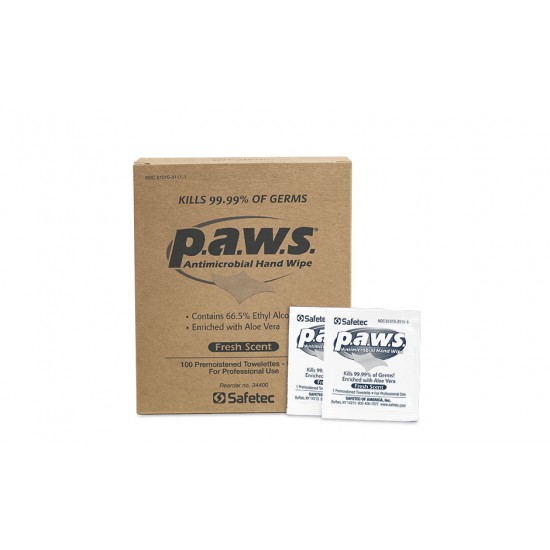 PAWS Antimicrobial Hand Wipes Sanitizer - 5" x 8"