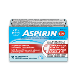 ASPIRIN 81MG Enteric Coated Daily Low Dose - 30 TABLETS
