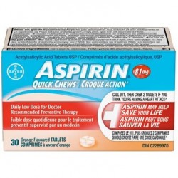 ASPIRIN QUICK CHEW 81MG - 30 TABLETS (1 Left)