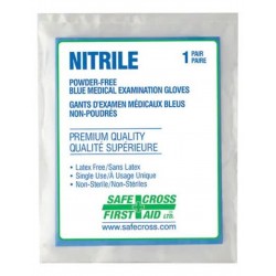 Individually wrapped single pair nitrile exam gloves