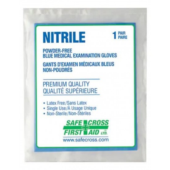 Individually wrapped single pair nitrile exam gloves